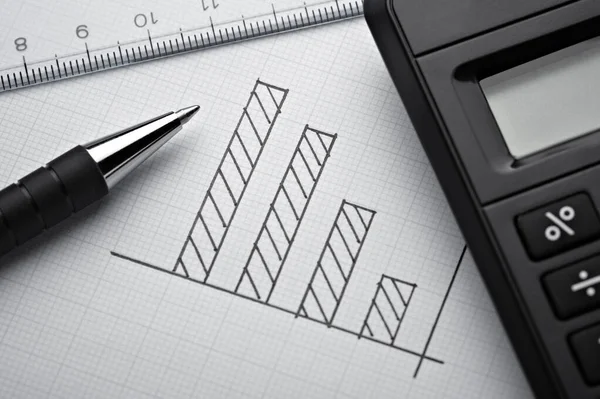 Primer Plano Gráfico Finanzas Negocios Papeles Lápiz —  Fotos de Stock