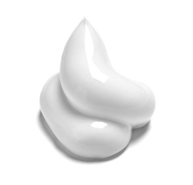 Beyaz arkaplandaki beyaz krema örneğini kapat