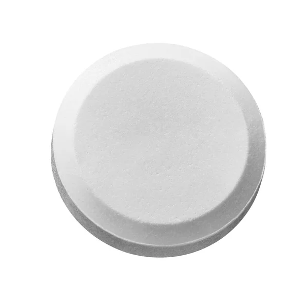 Primo Piano Una Pillola Bianca Sfondo Bianco — Foto Stock