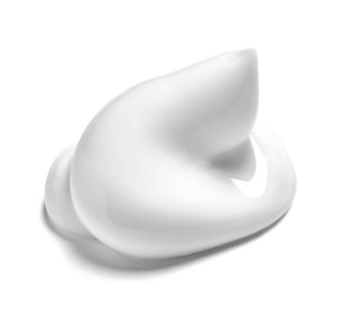 Beyaz arkaplandaki beyaz krema örneğini kapat