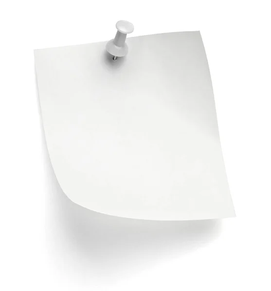 Beyaz Arkaplanda Bir Pimi Olan Bir Kağıdını Kapat — Stok fotoğraf