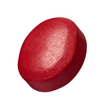 Beyaz arkaplanda beyaz kırmızı bir hapın kapağını kapat