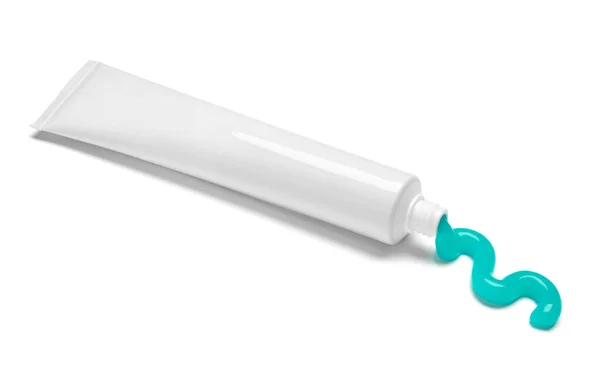 Close Toothpaste Tube White Background — Stock Photo, Image