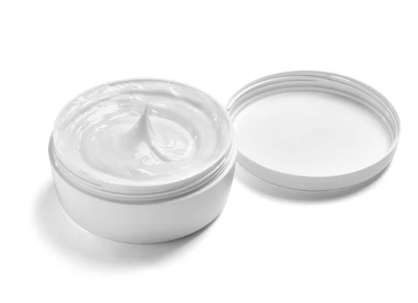 Close White Beauty Cream Container White Background — Stock Photo, Image