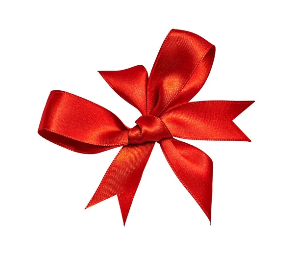 Close Red Ribbon Bow White Background — Stock Photo, Image