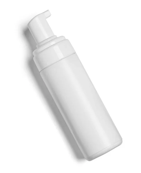 Close Recipiente Creme Beleza Branco Garrafa Plástico Tubo Fundo Branco — Fotografia de Stock