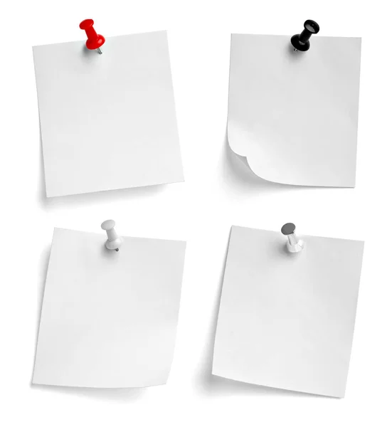 Collection Various Note Paper Push Pin White Background — Stock Photo, Image
