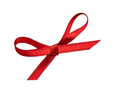 Beyaz arkaplandaki kırmızı kurdeleyi kapat