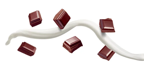 Закрыть Шоколадные Кусочки Молоко Белом Фоне — стоковое фото