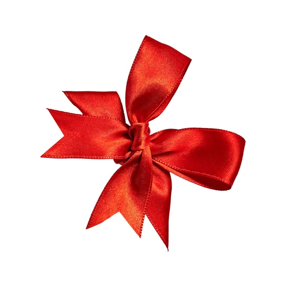 Close Red Ribbon Bow White Background — Stock Photo, Image