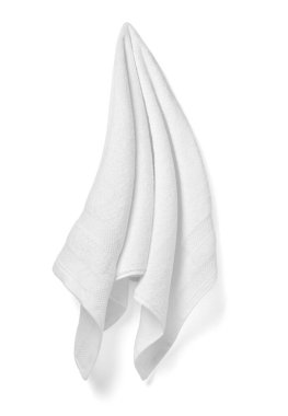 Beyaz arka plandaki beyaz havlu banyosunu kapat.