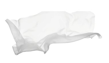 Beyaz arkaplanda akan beyaz kumaş örtüsünü kapat