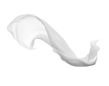 Beyaz arkaplanda akan beyaz kumaş örtüsünü kapat