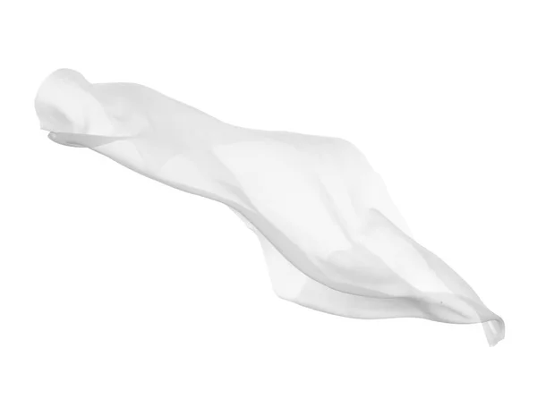 Gros Plan Tissu Blanc Coulant Sur Fond Blanc — Photo