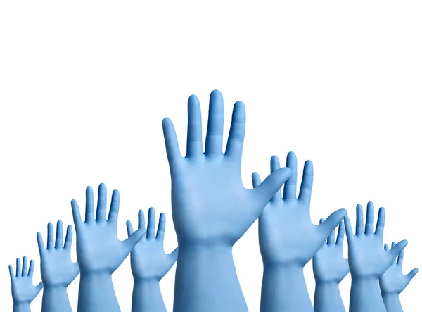Close Van Handen Met Blauwe Latex Beschermende Handschoenen Witte Achtergrond — Stockfoto
