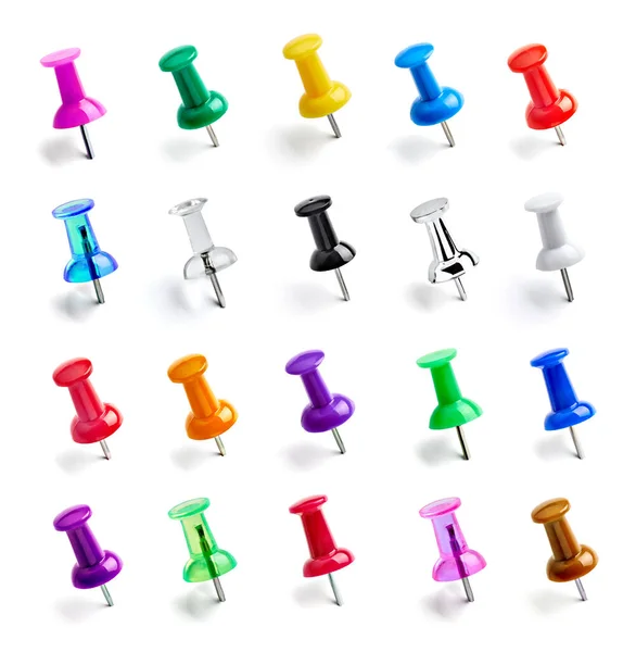 Close Push Pin Paperclip White Background — Stock Photo, Image