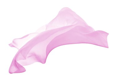 close up of a pink red  fabric cloth flowing on white background clipart