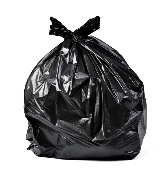 Close Saco Plástico Para Resíduos Lixo Fundo Branco — Fotografia de Stock