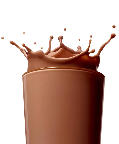 Close Chocolate Milk Splash White Background — Stock Photo, Image