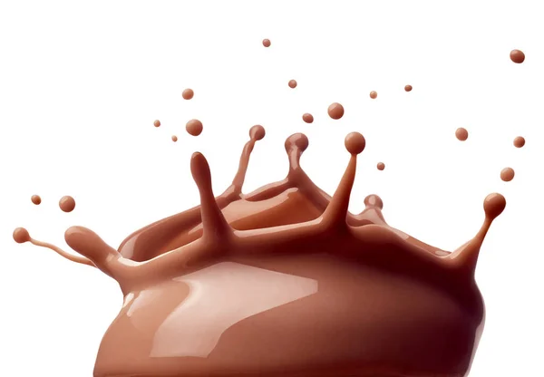 Close Chocolate Milk Splash White Background — Stock Photo, Image