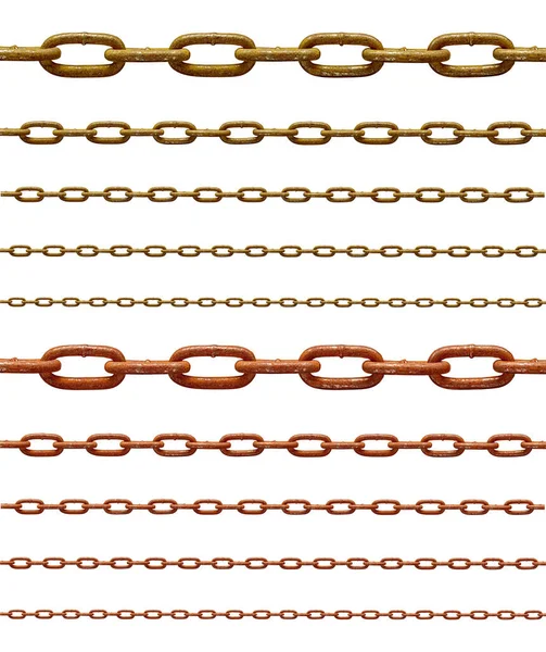 Collection Various Chain White Background Each Shot Separately — Stock Photo, Image