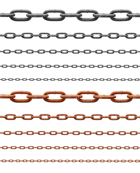 Collection Various Chain White Background Each Shot Separately — Stock Photo, Image