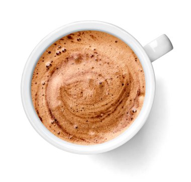 Kahvenin fincanını beyaz arkaplanda kapat