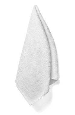 Beyaz arka plandaki beyaz havlu banyosunu kapat.