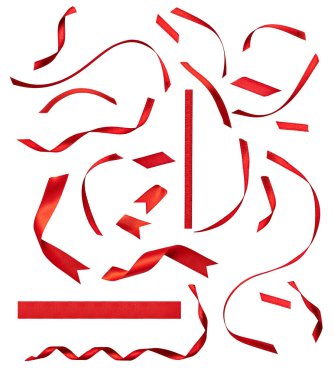 Beyaz arkaplandaki kırmızı kurdeleyi kapat