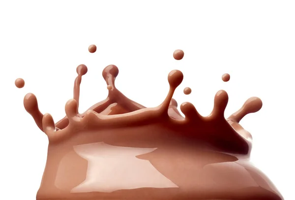 Primer Plano Una Salpicadura Leche Chocolate Sobre Fondo Blanco —  Fotos de Stock