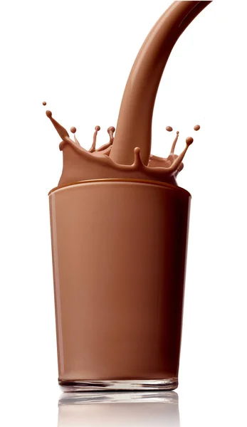 Närbild Choklad Mjölk Stänk Vit Bakgrund — Stockfoto