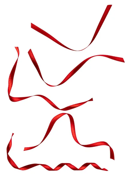 Κλείσιμο Μιας Κόκκινης Κορδέλας Λευκό Φόντο — Φωτογραφία Αρχείου