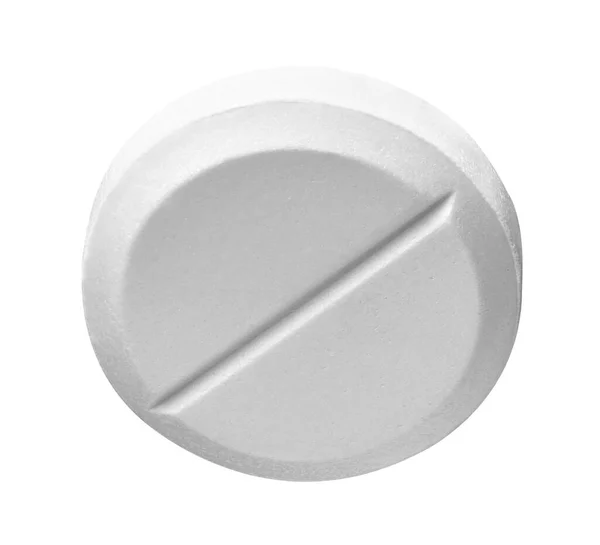 Primer Plano Una Píldora Blanca Sobre Fondo Blanco —  Fotos de Stock