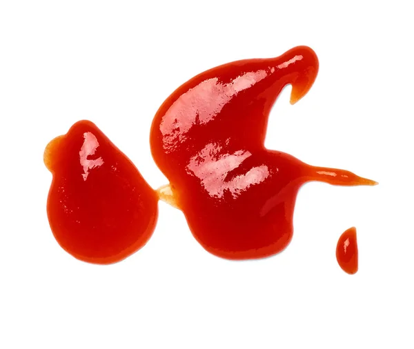Ketchup vlek vlek vlek voedsel drop tomatensaus ongeval vloeistof spatten vuil fleck rood — Stockfoto