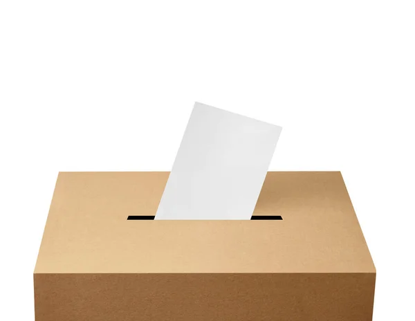 Urna caixa de votação votação votação referendo eleitoral política eleger mulher democracia feminina mão eleitor voo ar — Fotografia de Stock