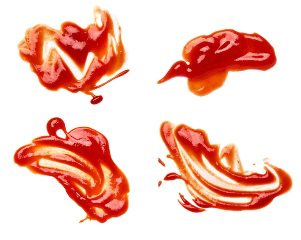 Ketchup vlek vlek vlek voedsel drop tomatensaus ongeval vloeistof spatten vuil fleck rood — Stockfoto