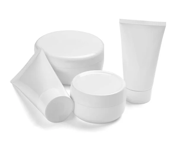Bílá krém kontejner sklenice krása zvlhčovač trubice mýdlo — Stock fotografie