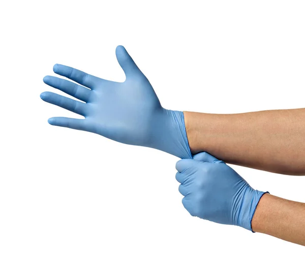 Lateksowa rękawica ochronna wirus korony korona choroba koronawirusowa epidemia higiena zdrowia ręka — Zdjęcie stockowe