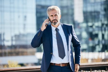 Üst düzey işadamları şehir dışında cep telefonu yapıyorlar.