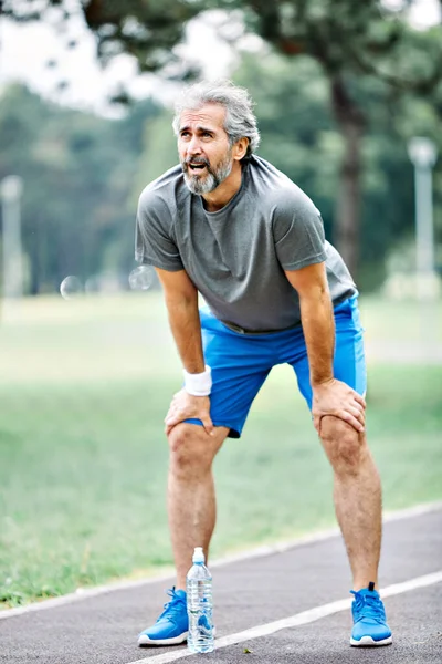 Senior man running exercising sport fitness active fit — Stock Photo, Image