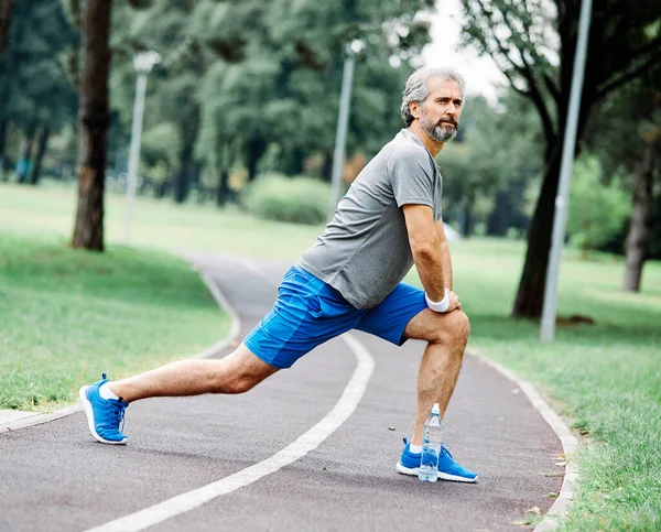 Senior man running exercising sport fitness active fit — Stock Photo, Image