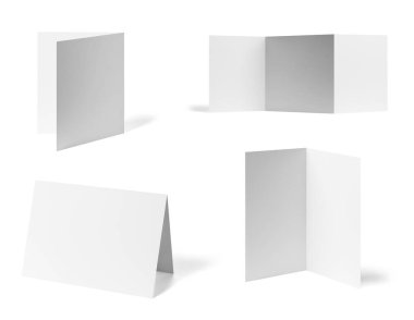 katlanmış broşür beyaz boş kağıt şablon kitap masaüstü takvimi