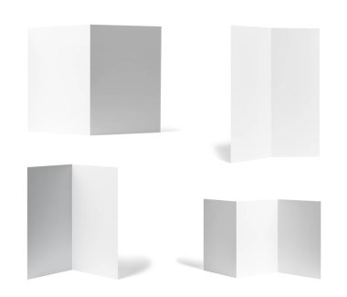 katlanmış broşür beyaz boş kağıt şablon kitap masaüstü takvimi