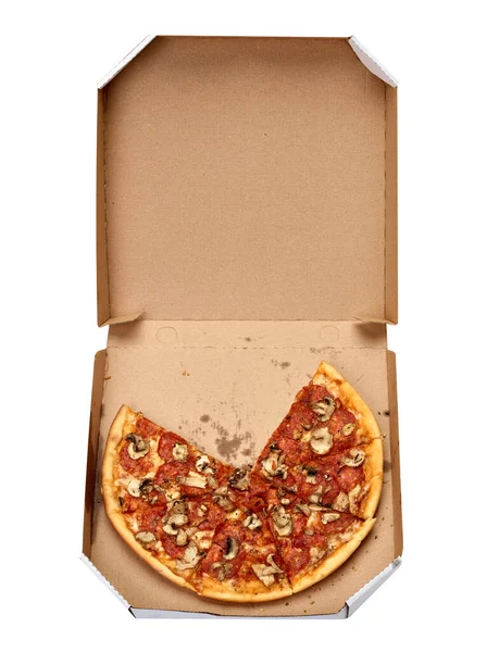Caixa de pizza comida cartão entrega pacote refeição jantar almoço — Fotografia de Stock