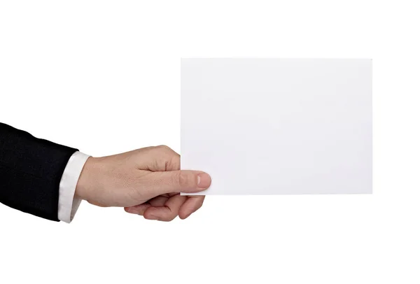 Leere Unterschriftenliste Etikett Hand hält Papier — Stockfoto