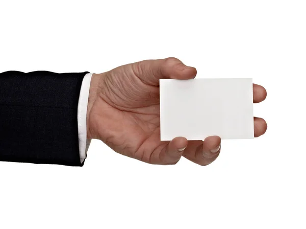 Пустой знак этикетки руки держащая бумагу — стоковое фото