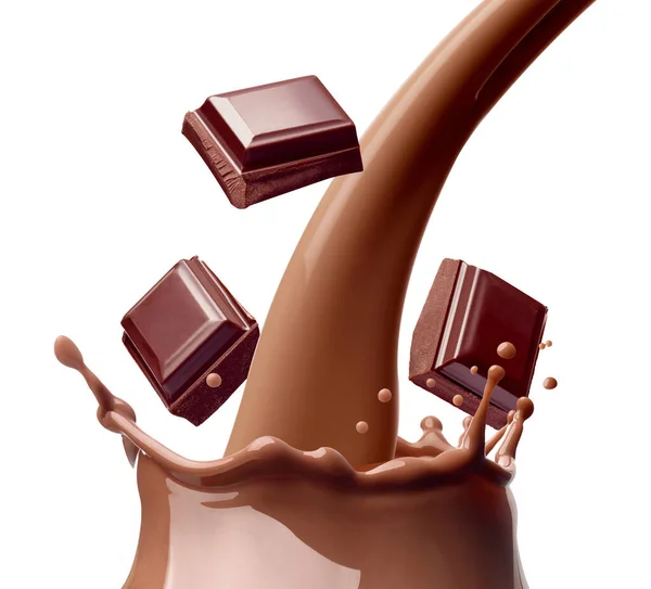 Chocolate milk drink splash glass — Stock Photo, Image