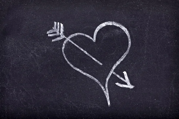 Heart love chalkboard blackboard romantic drawing — Stock Photo, Image