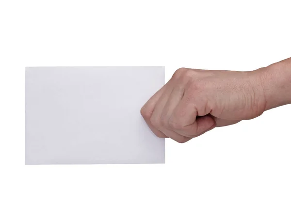 Blank skylt etikett handhållna papper — Stockfoto