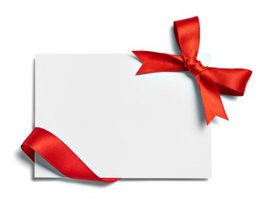 Kurdele yay kartı noel kutlaması notu.